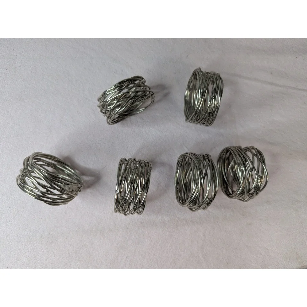 6 lot silver twisted metal napkin rings‎ holder tablescape table decoration